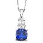 Lab Created Blue And White Sapphire Sterling Silver Pendant