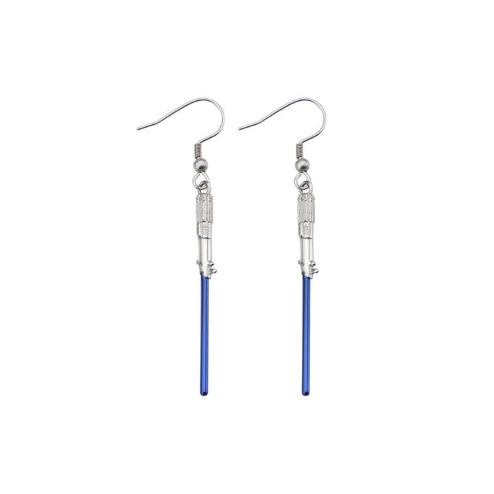 Star Wars Stainless Steel Blue Lightsaber Earrings