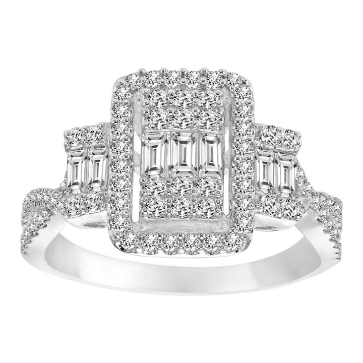 Womens 1 Ct. T.w. Genuine Multi-shape White Diamond 10k Gold Engagement Ring