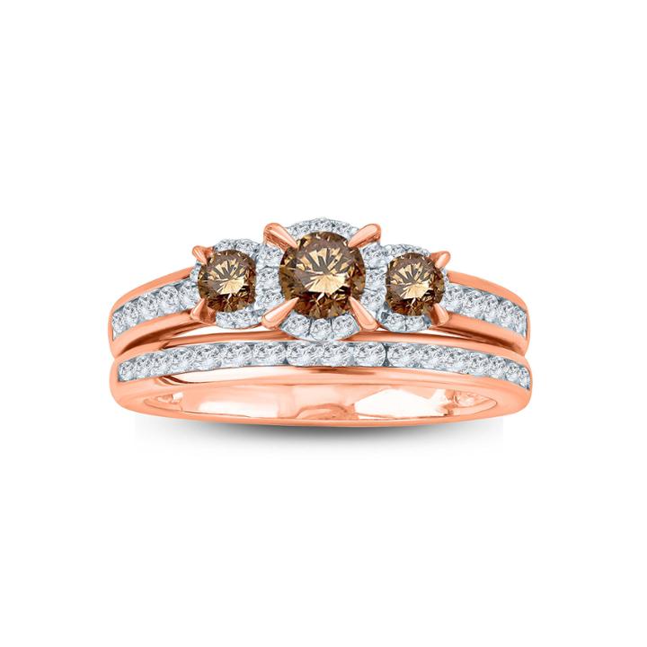 Womens 1 Ct. T.w. Genuine Multi Color Diamond 10k Gold Bridal Set
