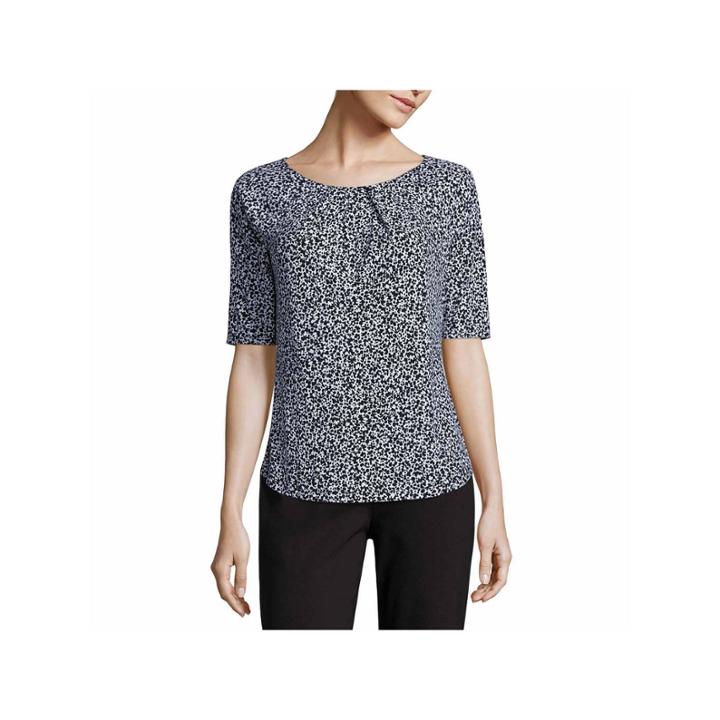 Liz Claiborne Elbow Sleeve Crew Neck Knit Blouse-talls
