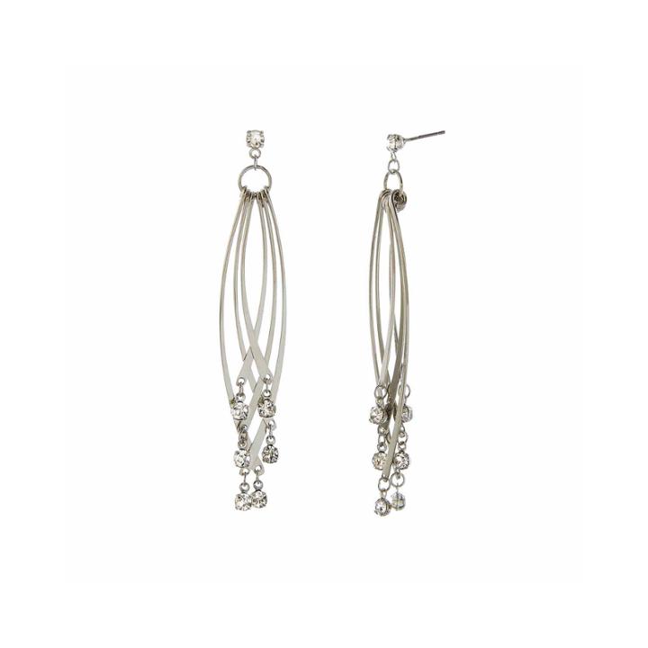 Natasha Crystal Tip Silver-tone Earrings