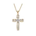 Diamond Blossom 1/5 Ct. T.w. Diamond 10k Yellow Gold Cross Pendant Necklace