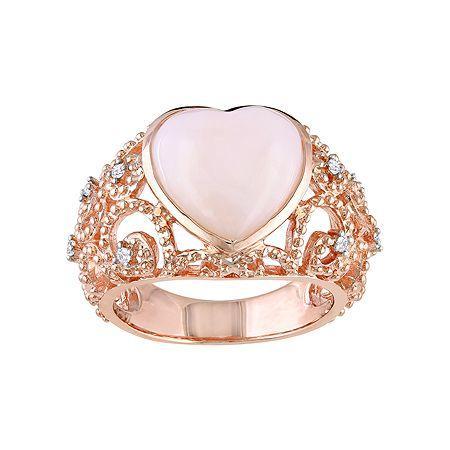 Heart-shaped Opal & Diamond-accent Vintage-style Ring
