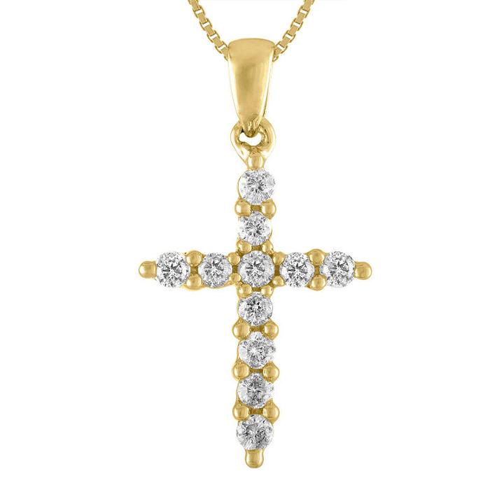 Womens 1/4 Ct. T.w. Genuine White Diamond 14k Gold Pendant Necklace