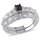 Womens 1/3 Ct. T.w. Color Enhanced Black Diamond Sterling Silver Bridal Set