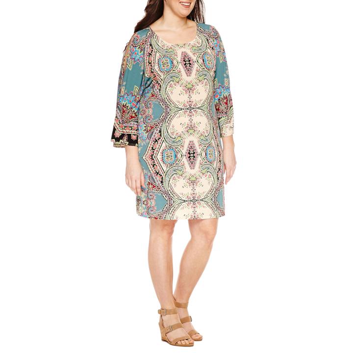Tiana B Long Split Sleeve Knit Sheath Dress-plus