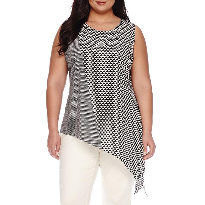 Worthington Sleeveless Asymmetrical Blouse - Plus
