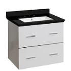 23.75-in. W Wall Mount White Vanity Set For 3h8-in. Drilling Black Galaxy Top White Um Sink