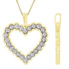 Womens 1/2 Ct. T.w. Genuine White Diamond 10k Gold Heart Pendant Necklace