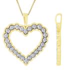 Womens 1/2 Ct. T.w. Genuine White Diamond 10k Gold Heart Pendant Necklace
