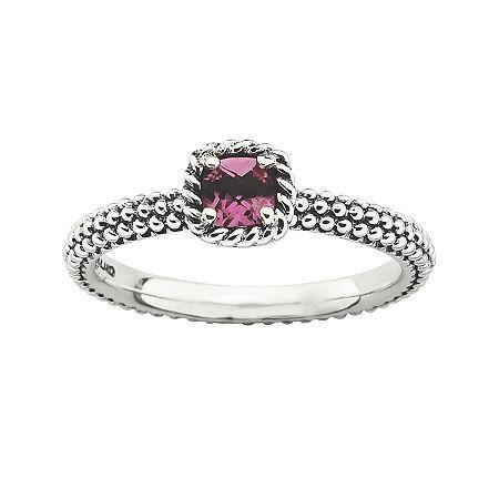 Personally Stackable Genuine Pink Tourmaline Antiqued Ring