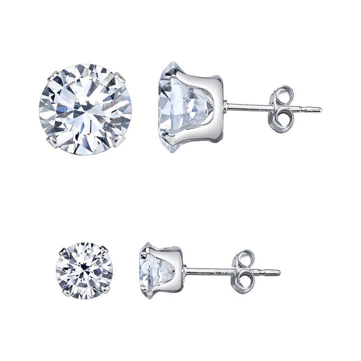 Silver Treasures 2-pc. White Earring Sets