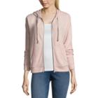 Pink Rose Long Sleeve Knit Hoodie-juniors
