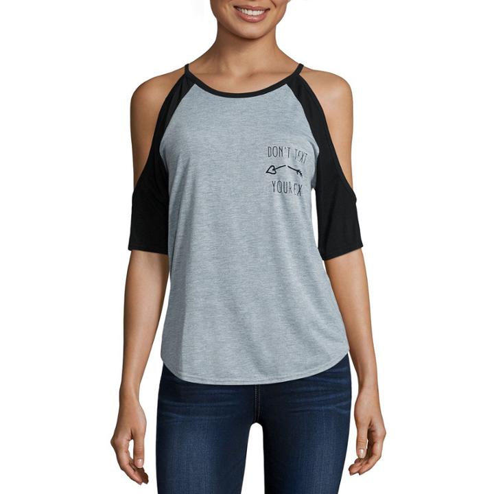 Don't Text Your Ex Cold Shoulder Graphic T-shir