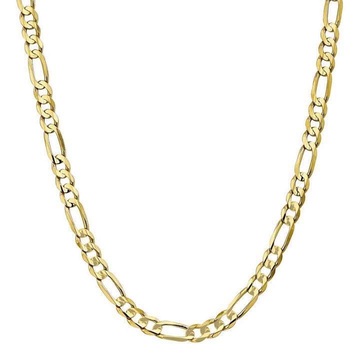 10k Gold Solid Figaro 20 Inch Chain Necklace