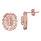 Lab Created White Sapphire 14k Rose Gold Over Silver 15.4mm Stud Earrings