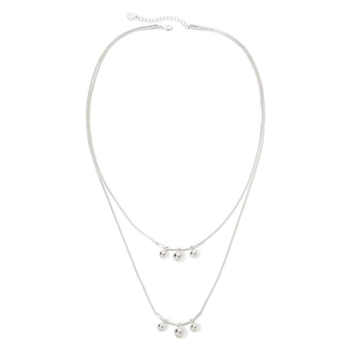 Liz Claiborne Silver-tone Bead Layered Necklace
