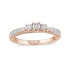 1/4 Ct. T.w. Diamond 10k Rose Gold Vintage-style 3-stone Promise Ring