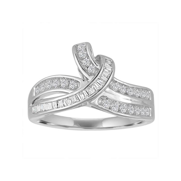 Womens 1/3 Ct. T.w. Genuine White Diamond 10k Gold Cocktail Ring
