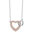 Footnotes Footnotes Womens Clear Sterling Silver Heart Pendant Necklace