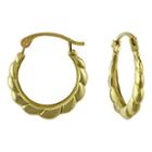 Small Scalloped Edge Hoop Earrings 10k Gold