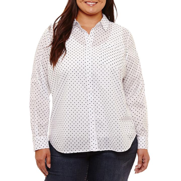 Liz Claiborne Long Sleeve Button-front Shirt-plus