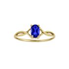 Oval Genuine Blue Sapphire 14k Yellow Gold Birthstone Ring