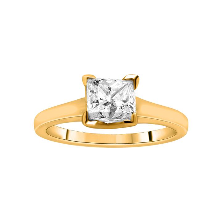 1 Ct. Princess Certified Diamond Solitaire 14k Yellow Gold Ring