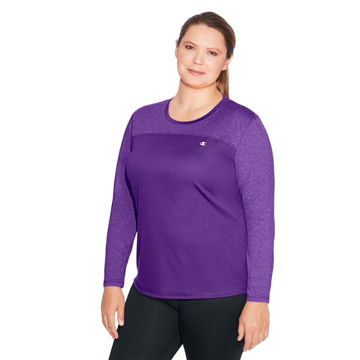 Champion Long Sleeve Crew Neck T-shirt-womens Plus