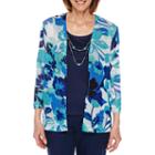 Alfred Dunner Scenic Route 3/4 Sleeve Layered Top Petites