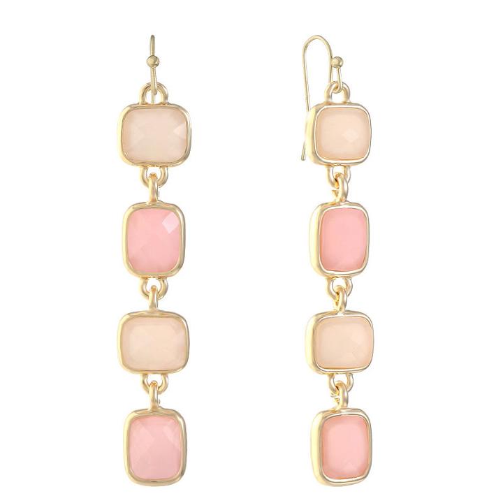 Liz Claiborne Pink Square Drop Earrings