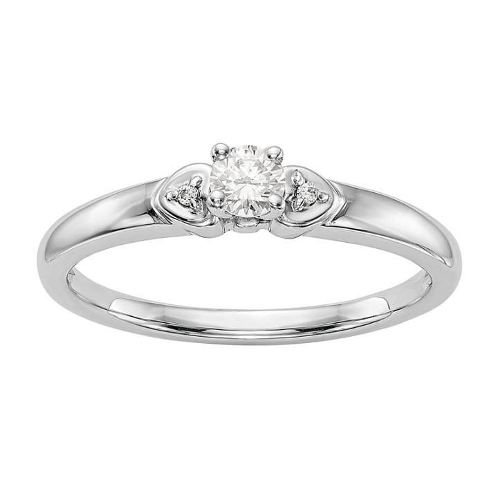 Promise My Love Womens 1/6 Ct. T.w. Genuine Round White Diamond 14k Gold Promise Ring