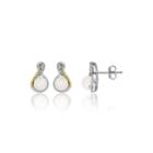 Freshwater Pearl & Diamond Accent 14k Yellow Gold Over Silver Earrings