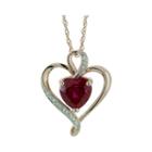Lab-created Ruby & White Sapphire Heart Pendant Gold Over Sterling Necklace