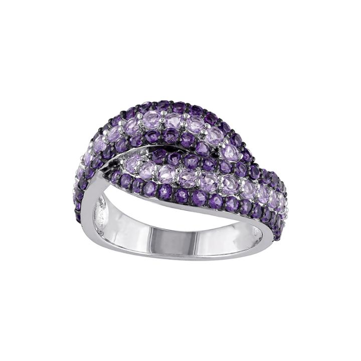 Genuine Amethyst And Rose De France Sterling Silver Ring
