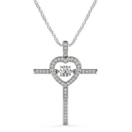 Love In Motion 1/4 Ct. T.w. Diamond Cross & Heart Pendant Necklace