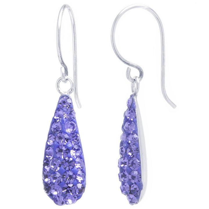 Silver Treasures Purple Sterling Silver Drop Earrings