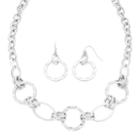 Liz Claiborne Hammered Silver Necklace & Earrings Set
