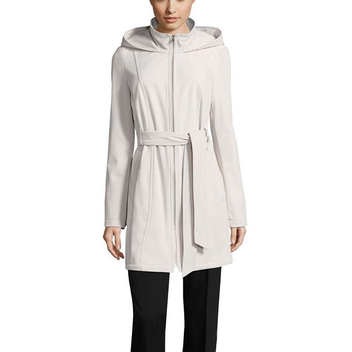 Liz Claiborne Hooded Belted Midweight Softshell Jacket