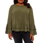A.n.a Tiered Ruffle Long Sleeve Blouse-plus