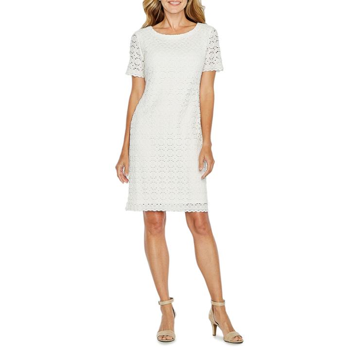 Ronni Nicole Short Sleeve Lace Circles Shift Dress