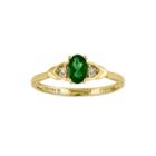 Genuine Emerald And Diamond-accent 14k Yellow Gold Ring