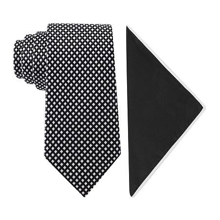 Glow In The Dark Tonal Check Tie And Pocket Square Set