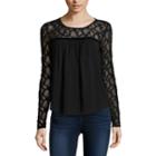 Arizona Long Sleeve Solid Peasant Top Juniors