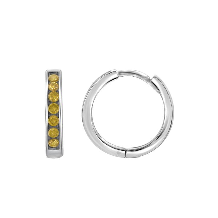 1/2 Ct. T.w. Color-enhanced Yellow Diamond Sterling Silver Hoop Earrings