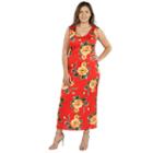 24seven Comfort Apparel Kathy Red Floral Maxi Dress - Plus