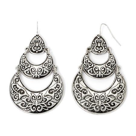 Mixit Textured Silver-tone Crescent Earrings