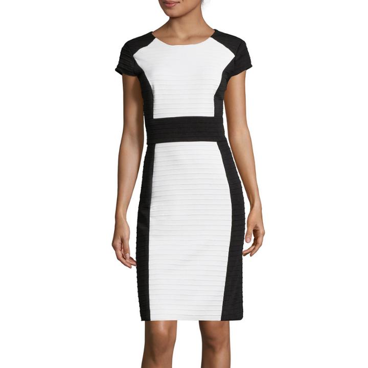 R & K Originals Cap-sleeve Seamed Colorblock Sheath Dress