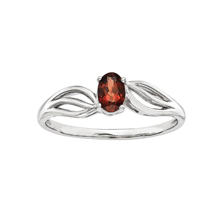 Womens Genuine Red Garnet Sterling Silver Solitaire Ring